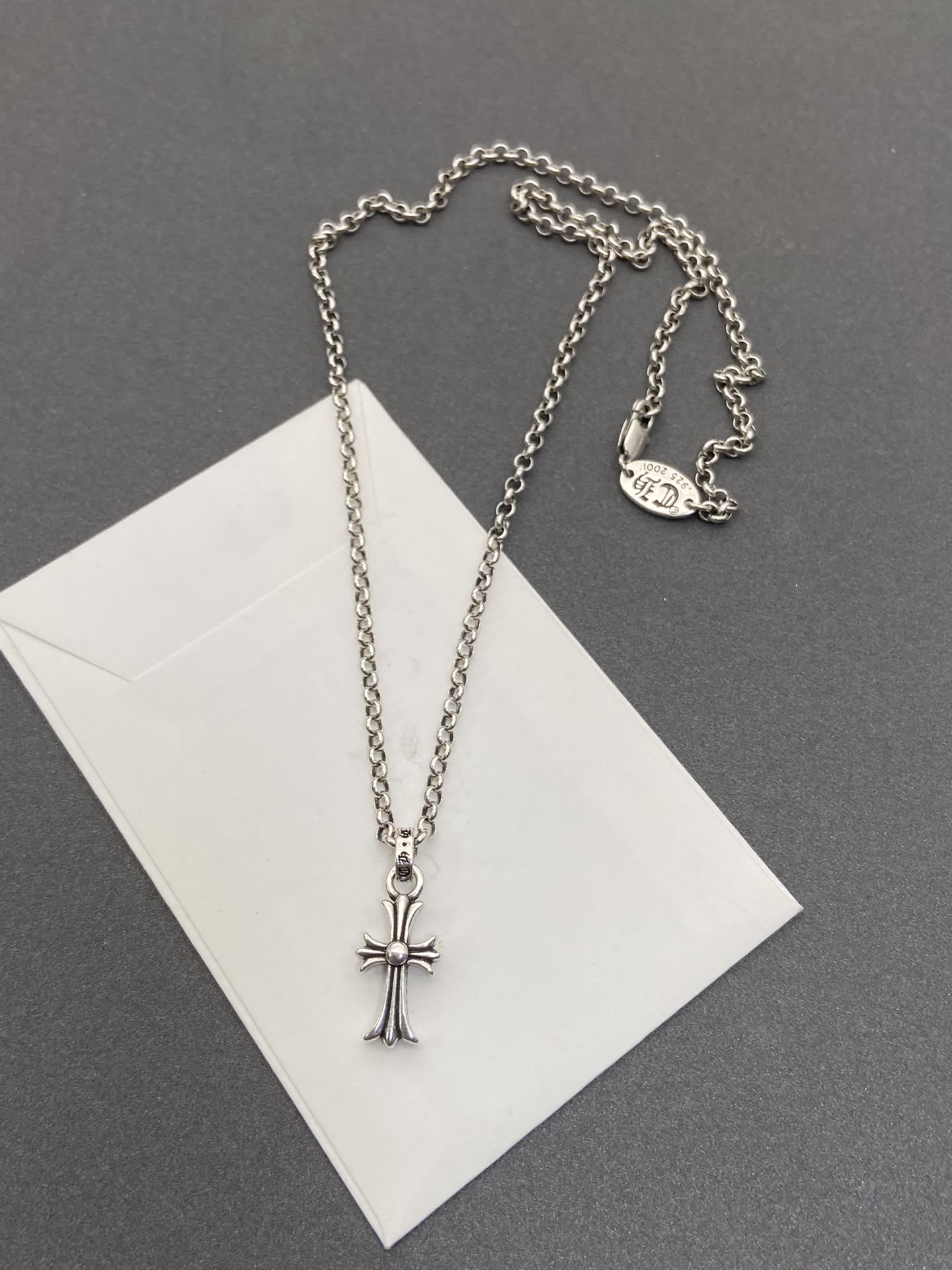 Chrome Hearts Silver Cross Pendant Necklace